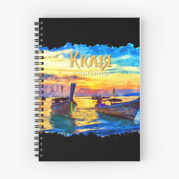 Item preview, Krabi Thailand Sunset – Longtail Boats Tropical Beach Watercolor Illustration designed and sold by ArcticFoxStudio.
