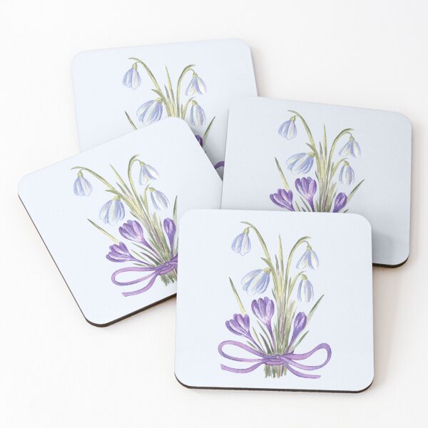 Item preview, Snowdrops and Crocuses Watercolor Bouquet designed and sold by Flowersforbear.