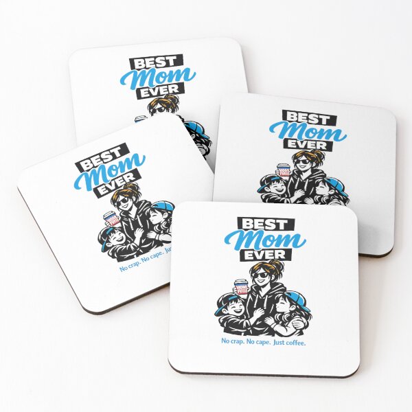 Item preview, Best Mom Ever -  No crap.  No cape. Just coffee (Blue edition) designed and sold by Teacuppupdesign.