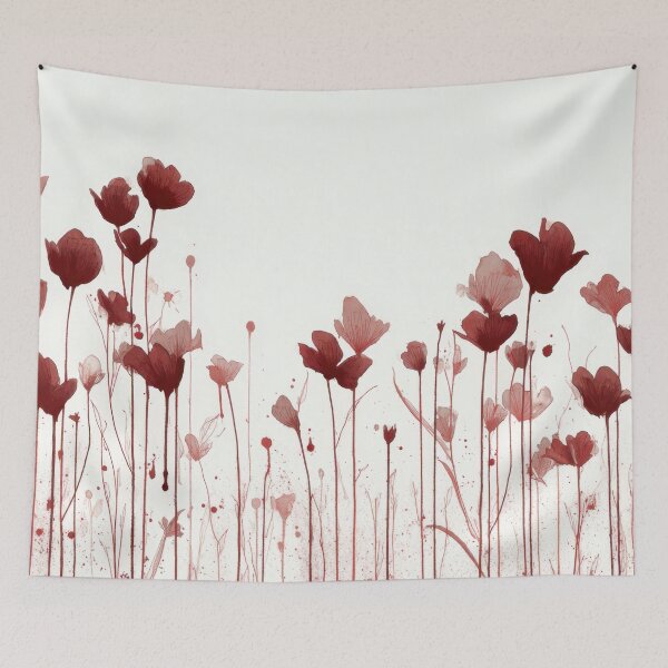 Item preview, Red flower design with stems designed and sold by anytka.