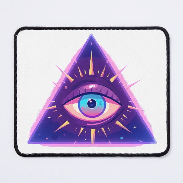 Item preview, All-Seeing Eye Pyramid Neon - Mystical Illuminati Fantasy Art Print designed and sold by DesignArtist.ia.