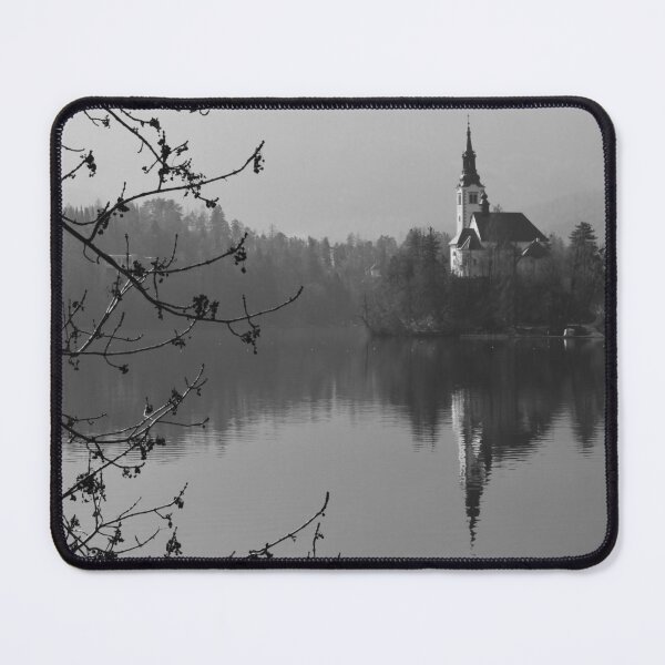 Item preview, Lake Bled in Black and White - Slovenia Travel Photography designed and sold by CarolinaReina.