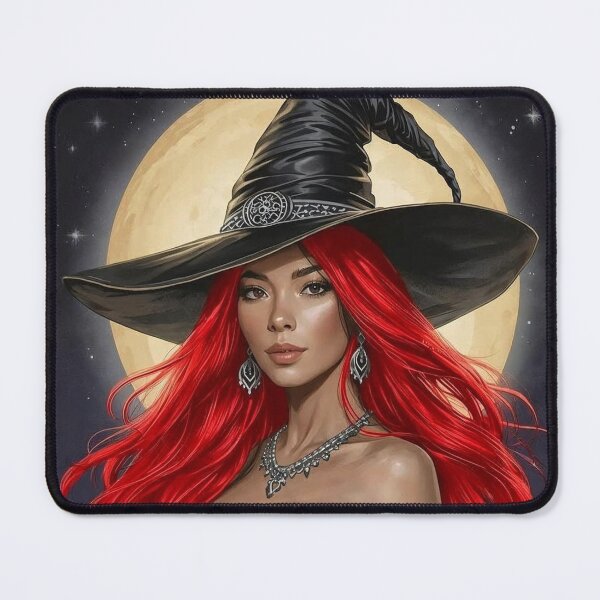 Item preview, Red Haired Moon Witch Portrait designed and sold by BlondeBalance.