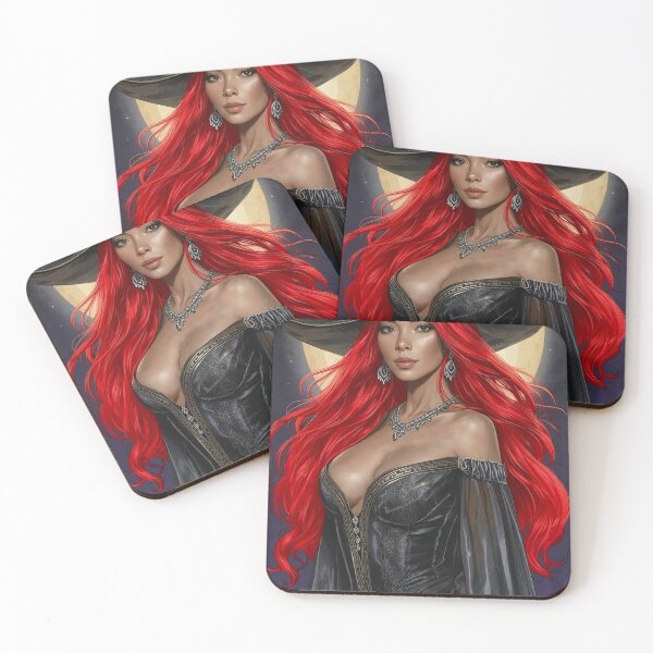 Item preview, Red Haired Moon Witch Portrait designed and sold by BlondeBalance.