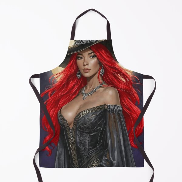 Item preview, Red Haired Moon Witch Portrait designed and sold by BlondeBalance.