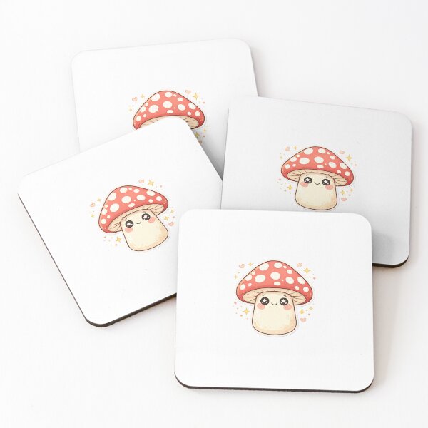 Item preview, Kawaii ? Smiling Amanita mushroom with rosy cheeks & big sparkle eyes designed and sold by GLOW DOODLE STUDIO.