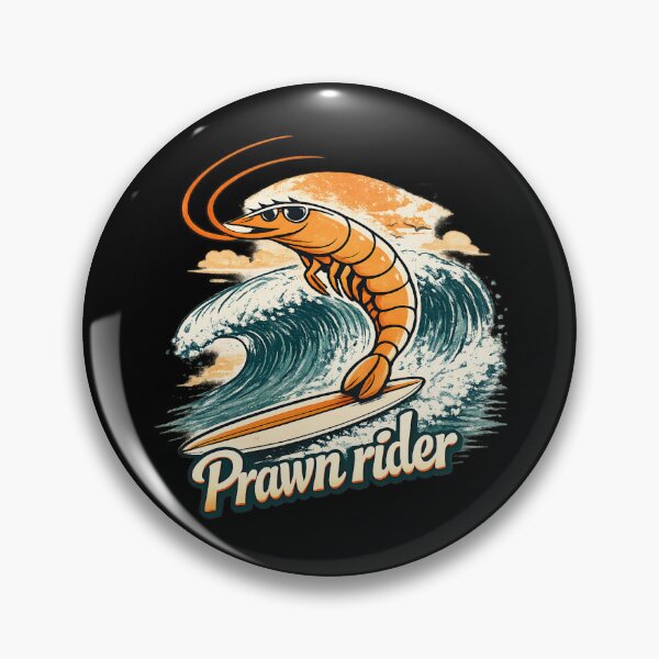 Item preview, Prawn Rider – Retro Surfing Big Prawn Vintage Beach Design designed and sold by TomoMadeIt.