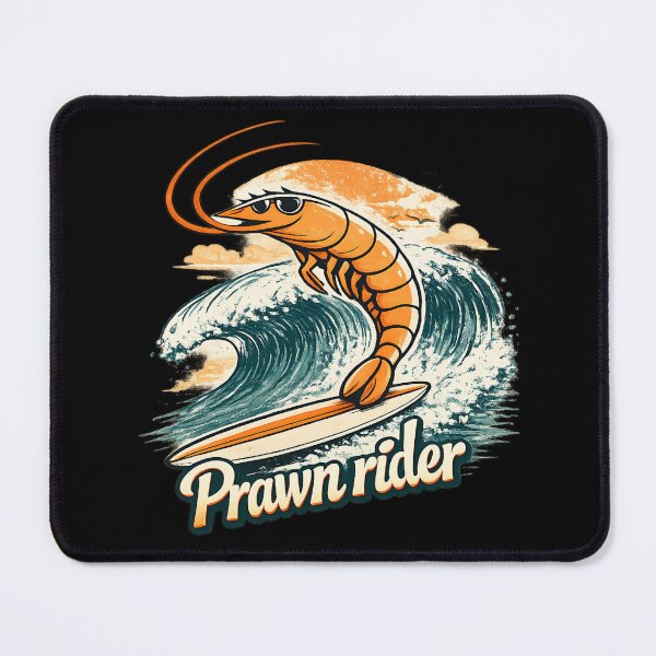 Item preview, Prawn Rider – Retro Surfing Big Prawn Vintage Beach Design designed and sold by TomoMadeIt.