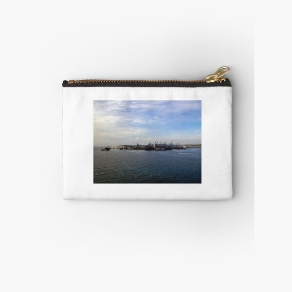 Item preview, Container Ship at Industrial Port With Cranes and Shipping Containers Under Cloudy Sky designed and sold by Nmallia.