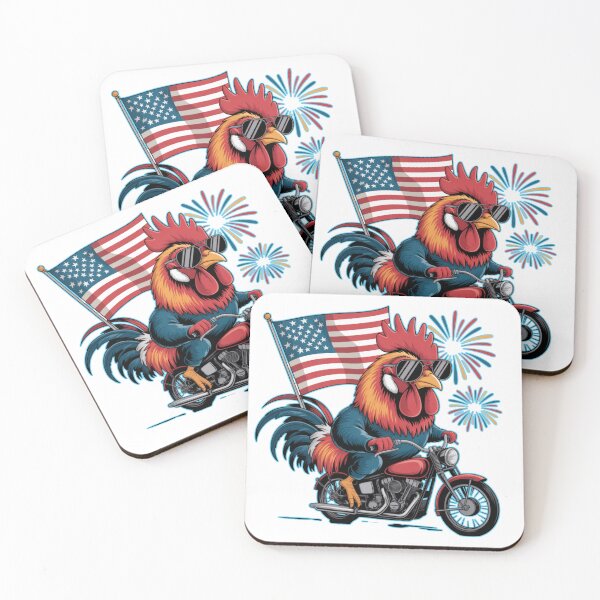 Item preview, Patriotic Rooster Biker Riding Motorcycle  Funny American Chicken Rider designed and sold by Nzgiftsandmore.
