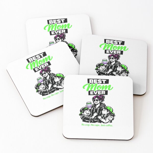 Item preview, Copy of Best Mom Ever -  No crap.  No cape. Just coffee (Green edition) designed and sold by Teacuppupdesign.