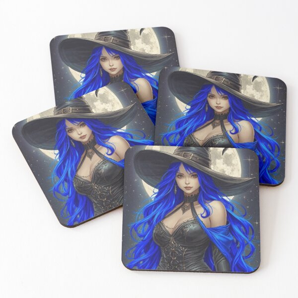 Item preview, Blue Haired Moon Witch Portrait designed and sold by BlondeBalance.