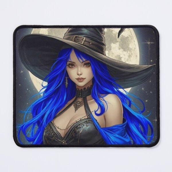 Item preview, Blue Haired Moon Witch Portrait designed and sold by BlondeBalance.