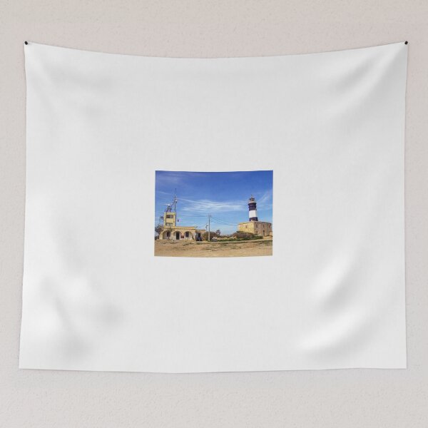 Item preview, Historic Black and White Lighthouse Beside Coastal Radio Station Under Clear Blue Sky designed and sold by Nmallia.