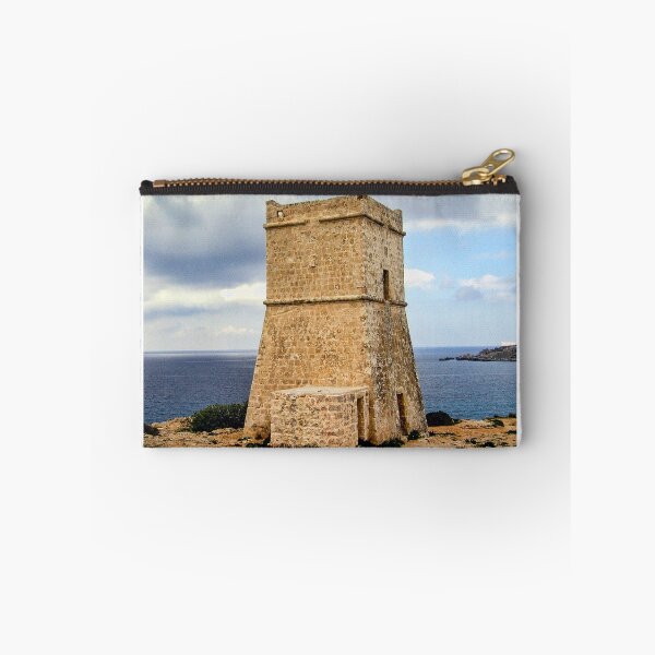 Item preview, Historic Coastal Watchtower Overlooking Mediterranean Sea On Rocky Shore Under Cloudy Sky designed and sold by Nmallia.