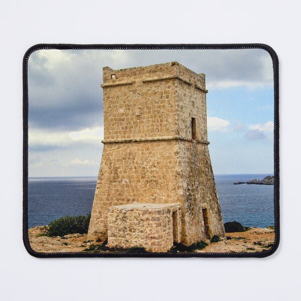 Item preview, Historic Coastal Watchtower Overlooking Mediterranean Sea On Rocky Shore Under Cloudy Sky designed and sold by Nmallia.