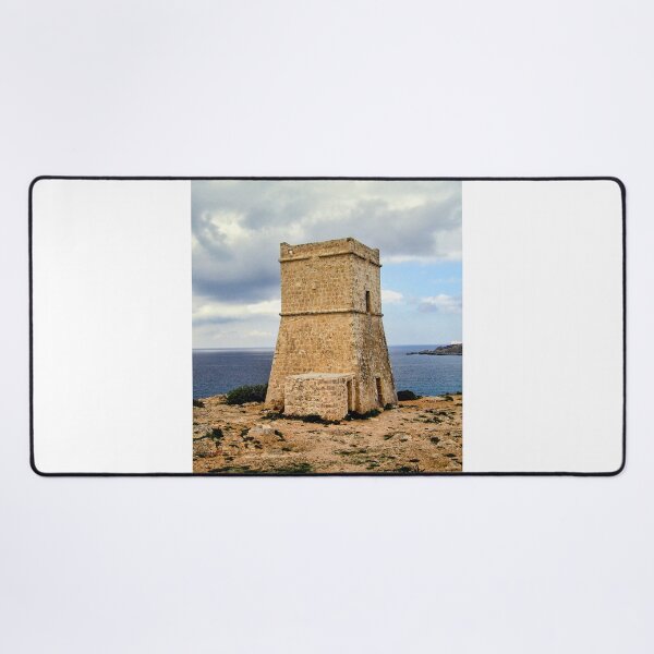 Item preview, Historic Coastal Watchtower Overlooking Mediterranean Sea On Rocky Shore Under Cloudy Sky designed and sold by Nmallia.