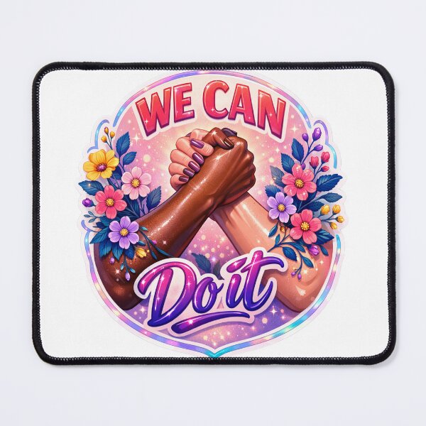Item preview, "WE CAN DO IT" – Diverse Arms Floral Solidarity Empowering Sticker Art designed and sold by ARTCREATESHOP.