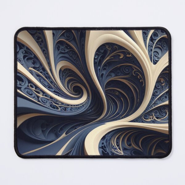 Item preview, Navy Ivory Ribbon Swirl designed and sold by Harmonic_Layers.