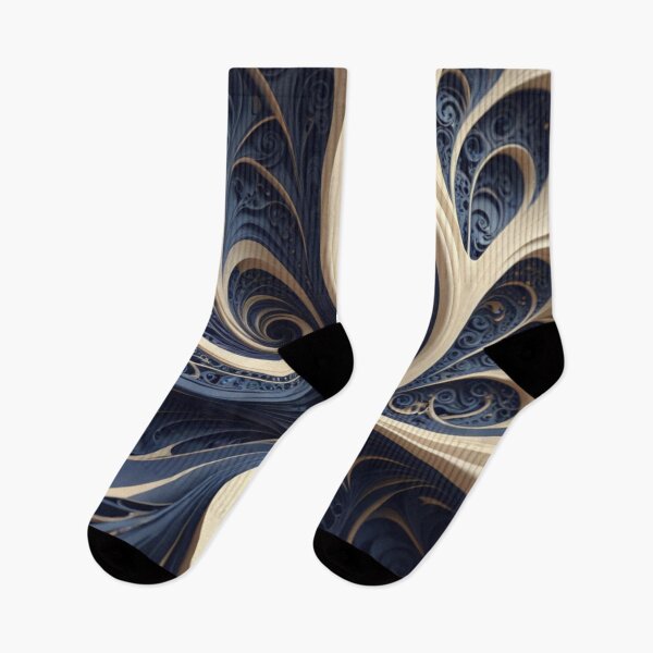 Item preview, Navy Ivory Ribbon Swirl designed and sold by Harmonic_Layers.