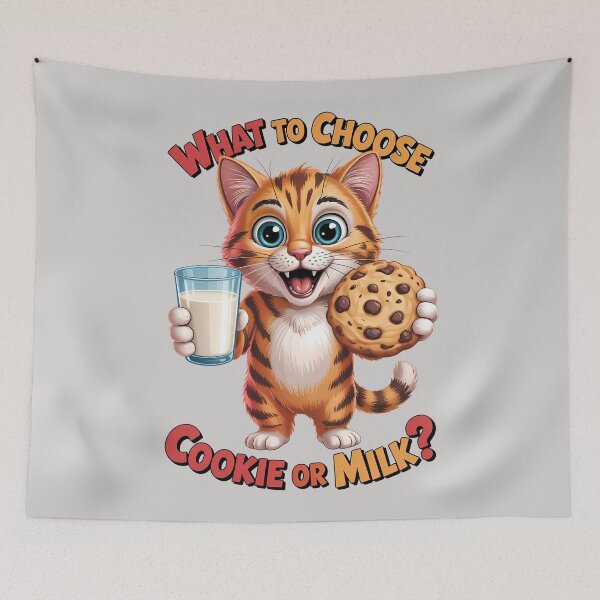 Item preview, What to Choose – Cookie or Milk? Funny Cookie Cereal Cat Design designed and sold by Art-Arcade6.