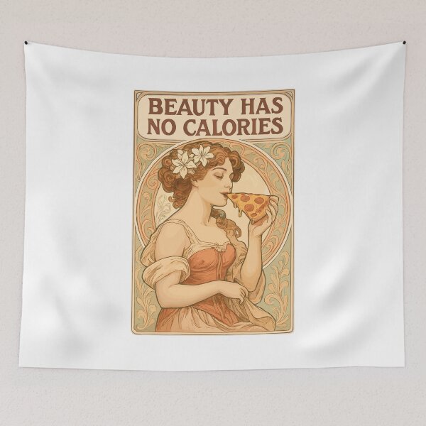 Item preview, Art Nouveau Pin-Up: Beauty Has No Calories Pizza designed and sold by Pineapple-Tree.