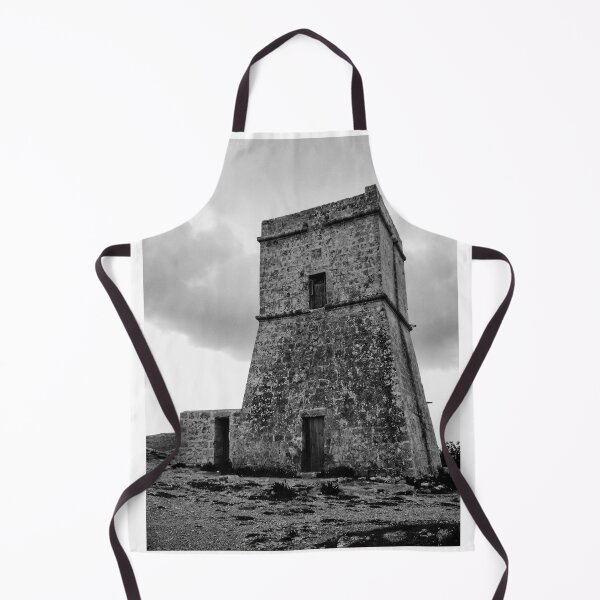 Item preview, Old Stone Watchtower on Rocky Coastline in Moody Black and White Landscape Photography designed and sold by Nmallia.