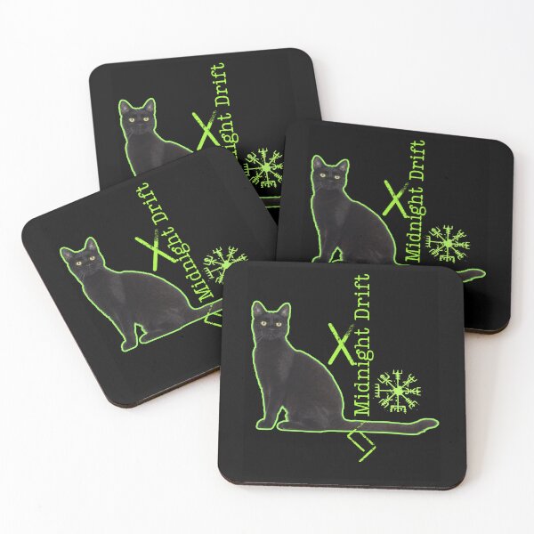 Item preview, Midnight Drift Black Cat Green Neon Streetwear Design designed and sold by EarthArtDesigns.