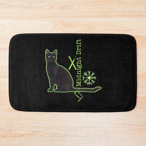 Item preview, Midnight Drift Black Cat Green Neon Streetwear Design designed and sold by EarthArtDesigns.