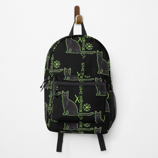 Item preview, Midnight Drift Black Cat Green Neon Streetwear Design designed and sold by EarthArtDesigns.