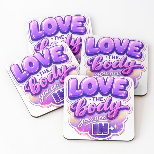 Item preview, "Love The Body You Are In" – Playful Purple Hand-Lettering Body Love Sticker designed and sold by ARTCREATESHOP.