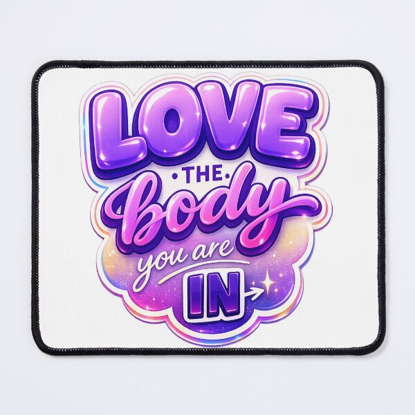 Item preview, "Love The Body You Are In" – Playful Purple Hand-Lettering Body Love Sticker designed and sold by ARTCREATESHOP.