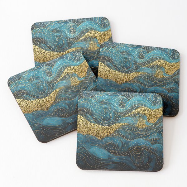 Item preview, Aboriginal Inspired Dot Art - With Waves and Gold Abstract designed and sold by GrinGalore.