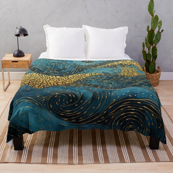 Item preview, Aboriginal Inspired Dot Art - With Waves and Gold Abstract designed and sold by GrinGalore.