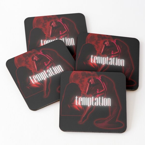 Item preview, TEMPTATION Neon Poster – Dark Nightlife Women Art with Red Moon designed and sold by HIGHSQUARE.