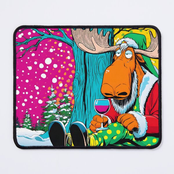Item preview, Whimsical Moose in Christmas Attire with Glass designed and sold by Artessie.