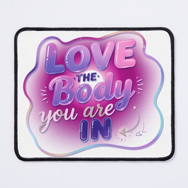 Item preview, "Love The Body You Are In" – Vibrant Purple Calligraphy Body Empowerment Sticker designed and sold by ARTCREATESHOP.