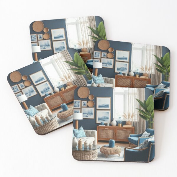 Item preview, Coastal Boho Living Room in Navy Blue designed and sold by Jade Ado.