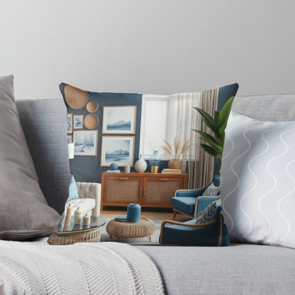 Item preview, Coastal Boho Living Room in Navy Blue designed and sold by Jade Ado.