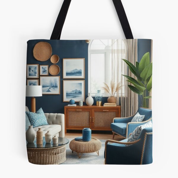 Item preview, Coastal Boho Living Room in Navy Blue designed and sold by Vida e Arte.
