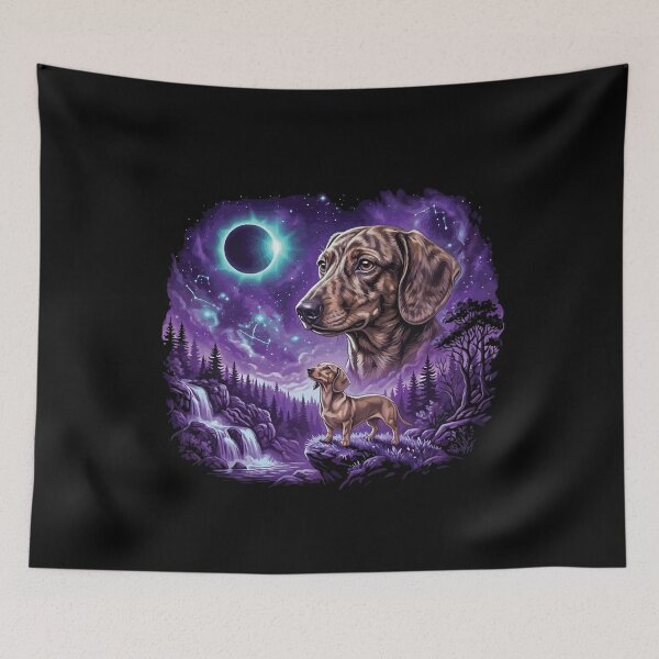 Item preview, Dachshund Howling to The Moon Vintage 90s Retro Dog Art designed and sold by BOUCHERIT amine.