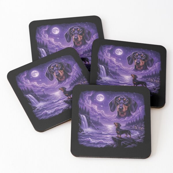 Item preview, Dachshund Howling to The Moon Vintage 90s Retro Dog Art designed and sold by BOUCHERIT amine.