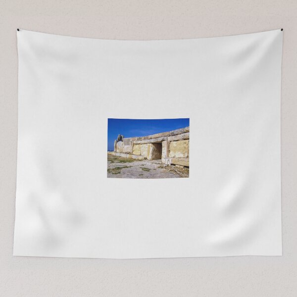 Item preview, Ancient Megalithic Stone Temple Ruins Under Bright Blue Sky at Mediterranean Limestone Archaeological Site designed and sold by Nmallia.