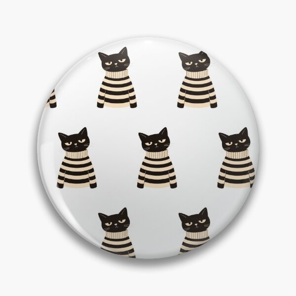 Item preview, Grumpy Cat in Striped Sweater Seamless Pattern - Funny Black Cat Aesthetic designed and sold by DownloSpace.