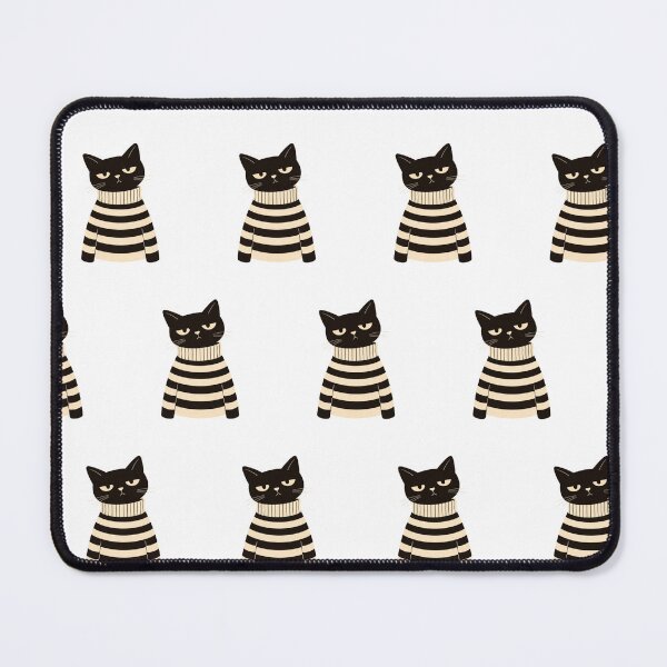Item preview, Grumpy Cat in Striped Sweater Seamless Pattern - Funny Black Cat Aesthetic designed and sold by DownloSpace.