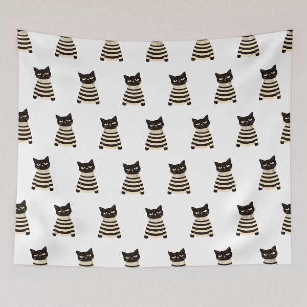 Item preview, Grumpy Cat in Striped Sweater Seamless Pattern - Funny Black Cat Aesthetic designed and sold by DownloSpace.