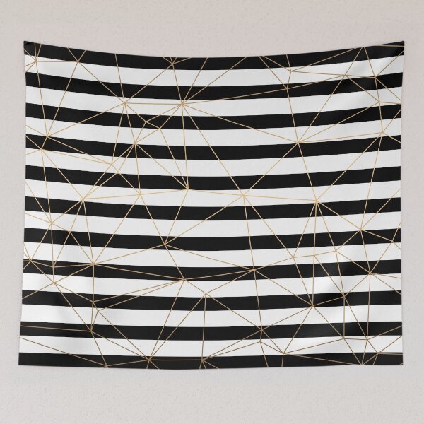 Item preview, Gold Geometric Pattern Black and White Stripes designed and sold by Vic Torys ☆.