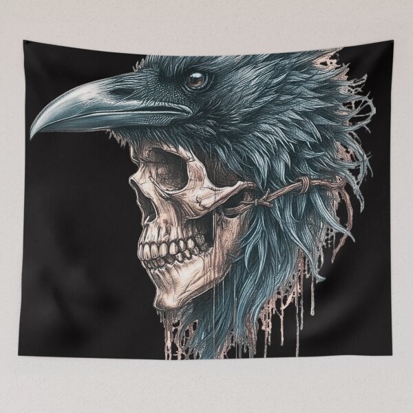 Item preview, Gothic Raven and Skull Design – Dark Occult Crow Aesthetic, Witchy Gothic Art designed and sold by SKULLARTISTRY.