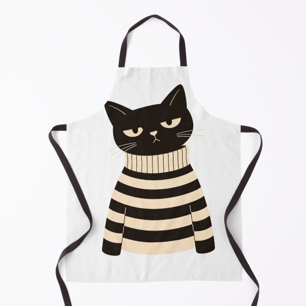 Item preview, Unimpressed Black Cat in Striped Sweater - Moody Cat Illustration Art designed and sold by DownloSpace.