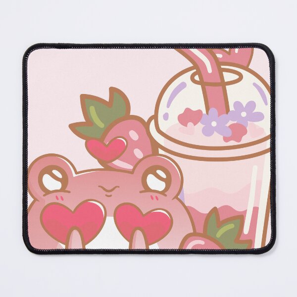 Item preview, Cute Kawaii Frog with Strawberry Bubble Tea designed and sold by Kanniax.